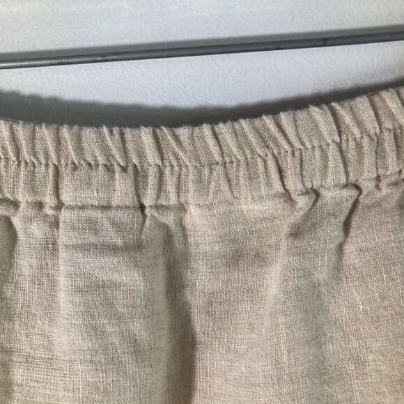 Womens Parisian Works Linen Maxi Skirt Tan XL Cut Outs Side Slits - Picture 6 of 8